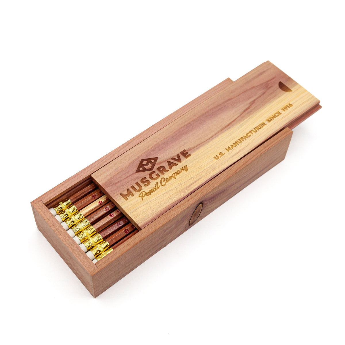Musgrave Tennessee Red Cedar Pencils in Cedar Box, 24 Pack, Musgrave Logo