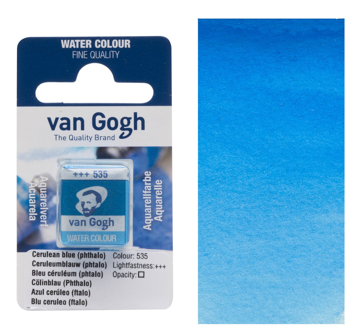 Van Gogh Watercolor Half Pan, Cerulean Blue (Phthalo)