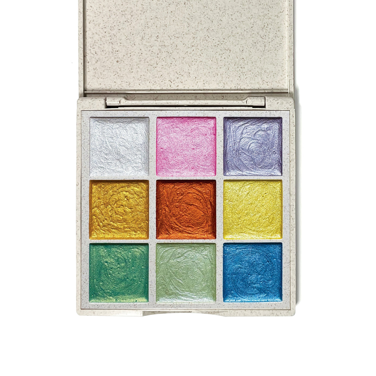 Elseware Unplug Metallic Watercolors, 9 Colors in Wheat Straw Palette, color swatches