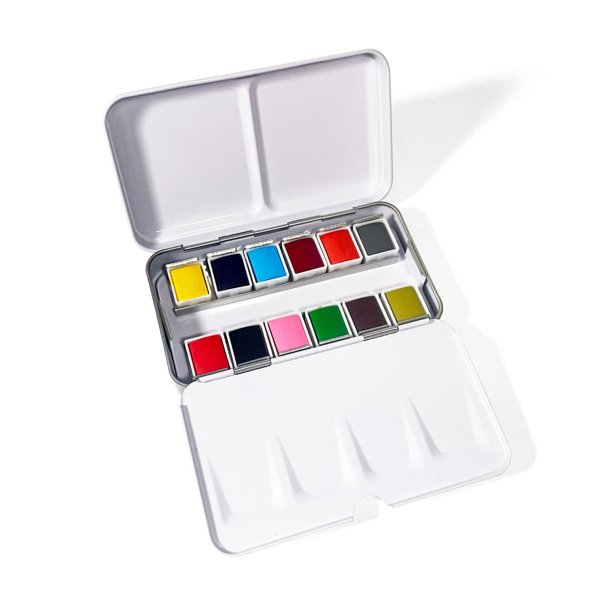 Elseware Unplug Watercolor Set, 12 Colors in Metal Travel Palette, color swatches