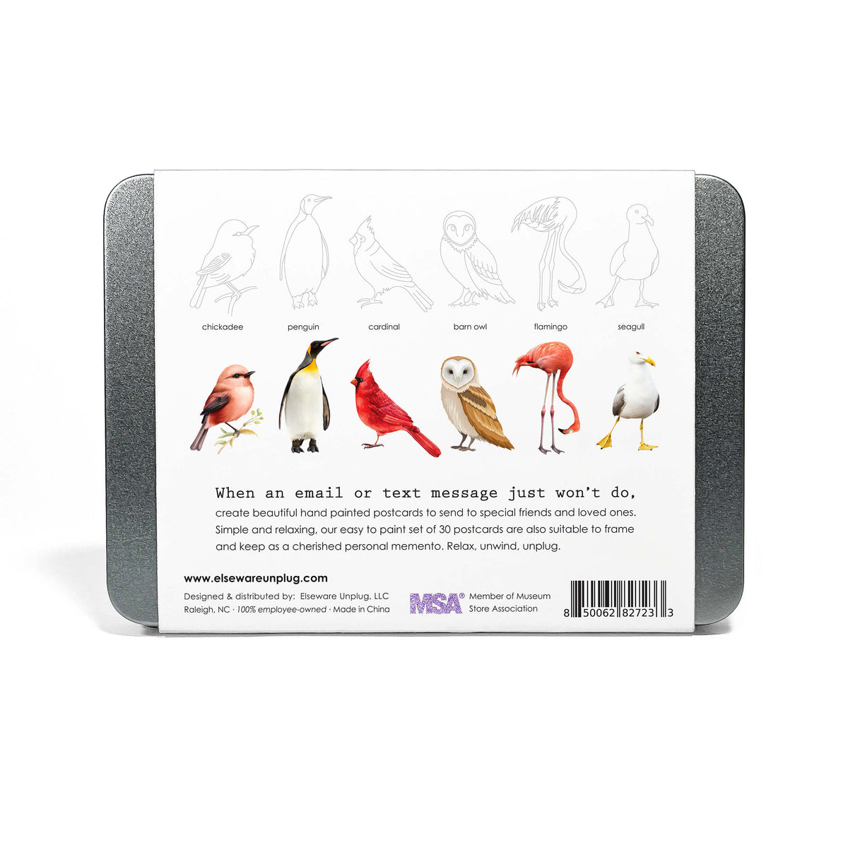 Elseware Unplug Coloring Postcards, 30 Cards, 6 Designs in a Tin, Bird, view 14 of 14