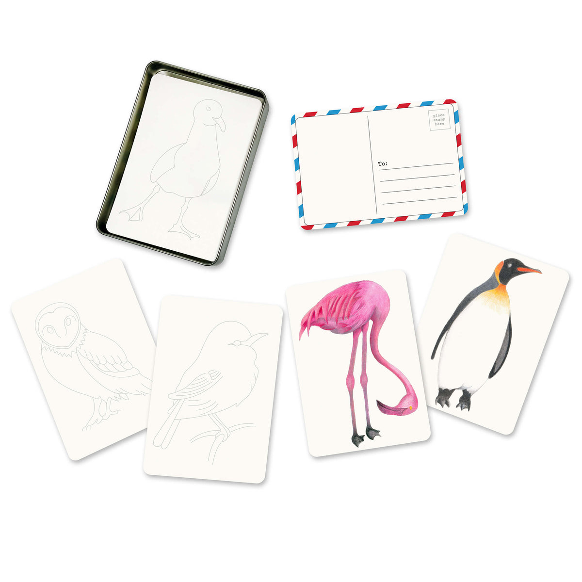 Elseware Unplug Coloring Postcards, 30 Cards, 6 Designs in a Tin, Bird, view 11 of 14