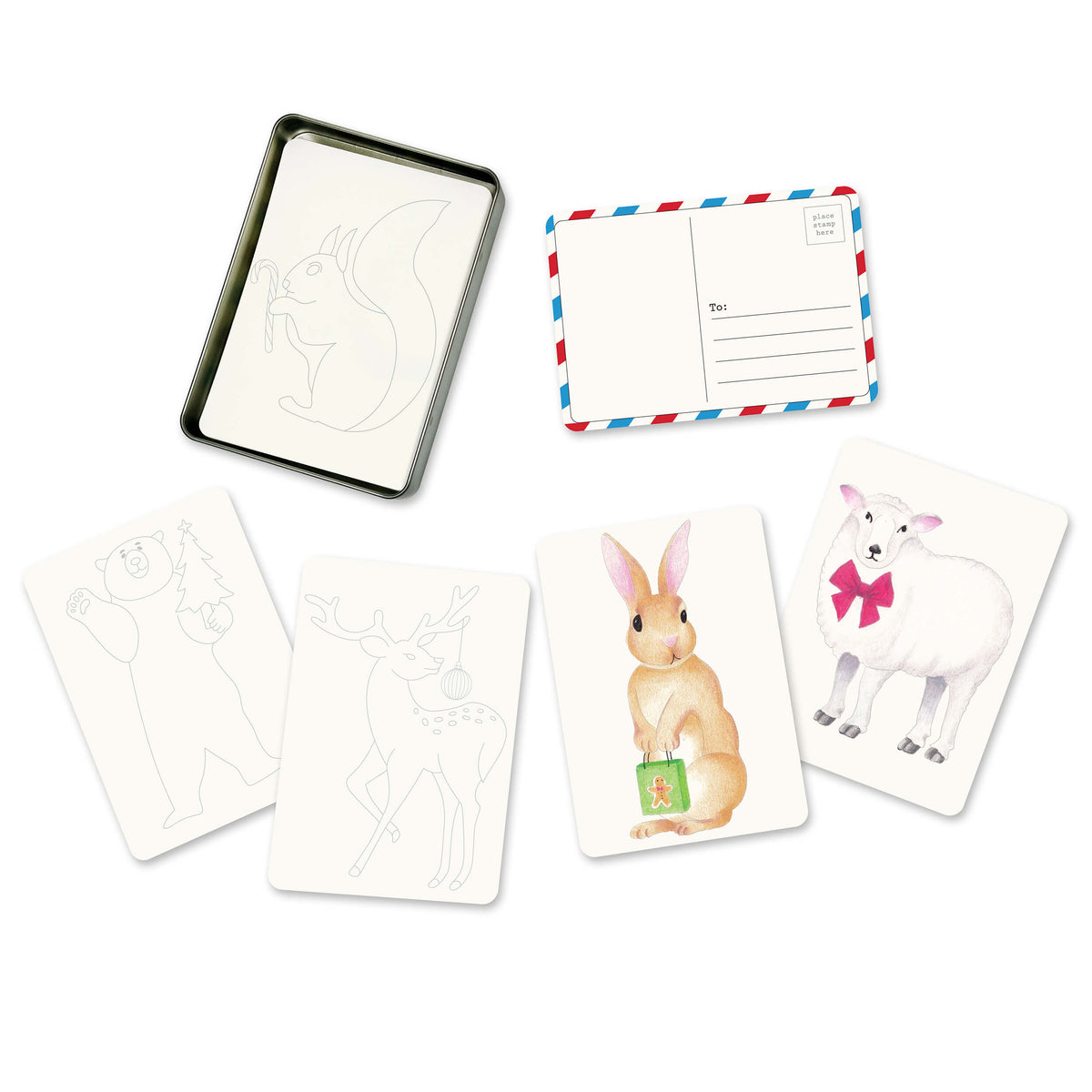 Elseware Unplug Coloring Postcards, 30 Cards, 6 Designs in a Tin, view 9 of 14
