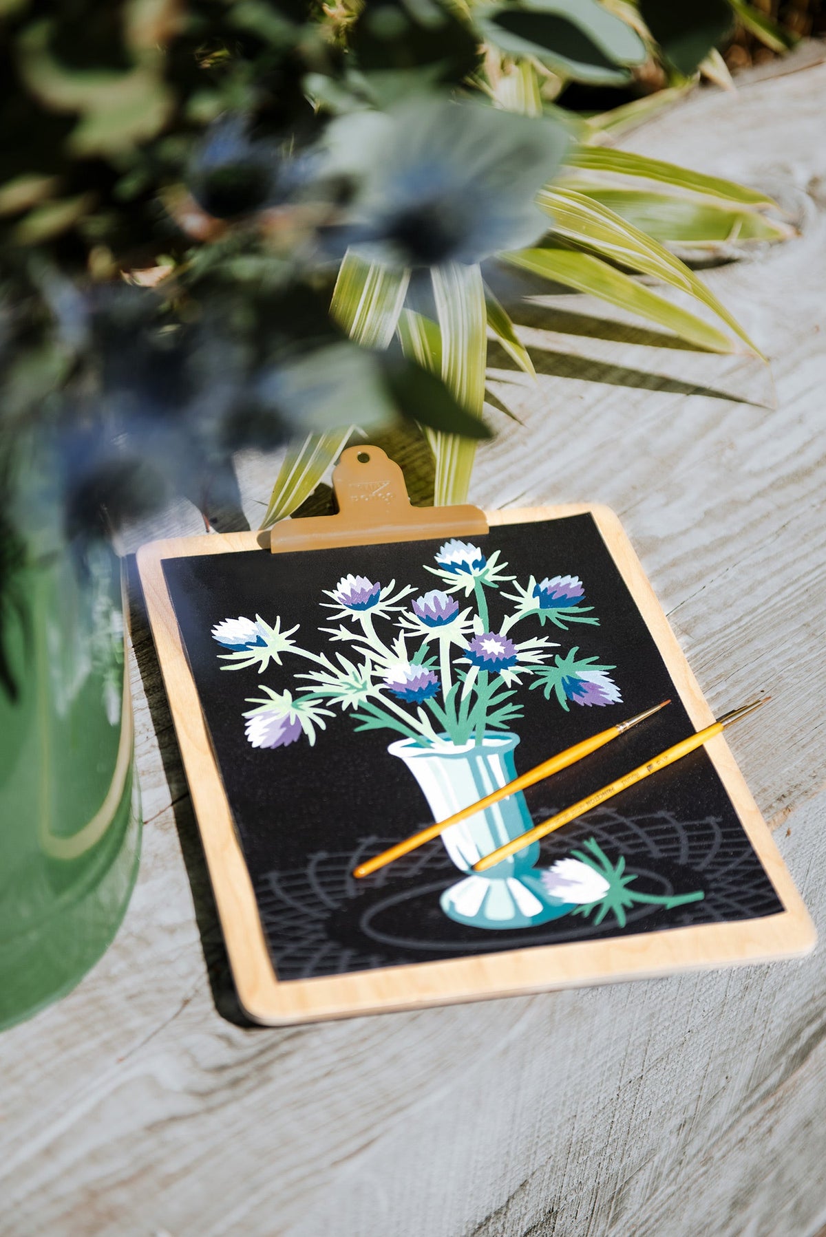 Elle Crée Thistles in Vase Paint-by-Number Kit, 8x10, styled at home