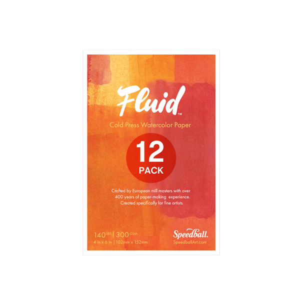 Speedball Fluid Cold Press Watercolor Paper, 4x6", 12 Sheets