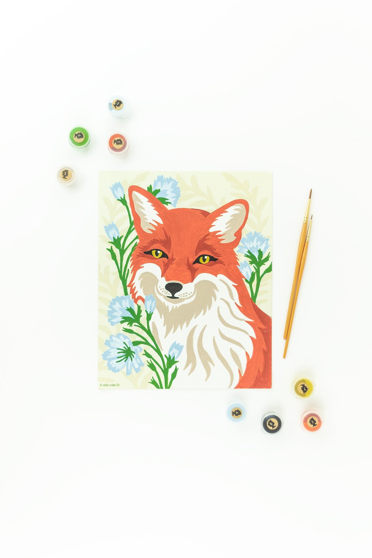Elle Crée Fox with Chicory Paint-by-Number Kit, 8x10, kit unboxed