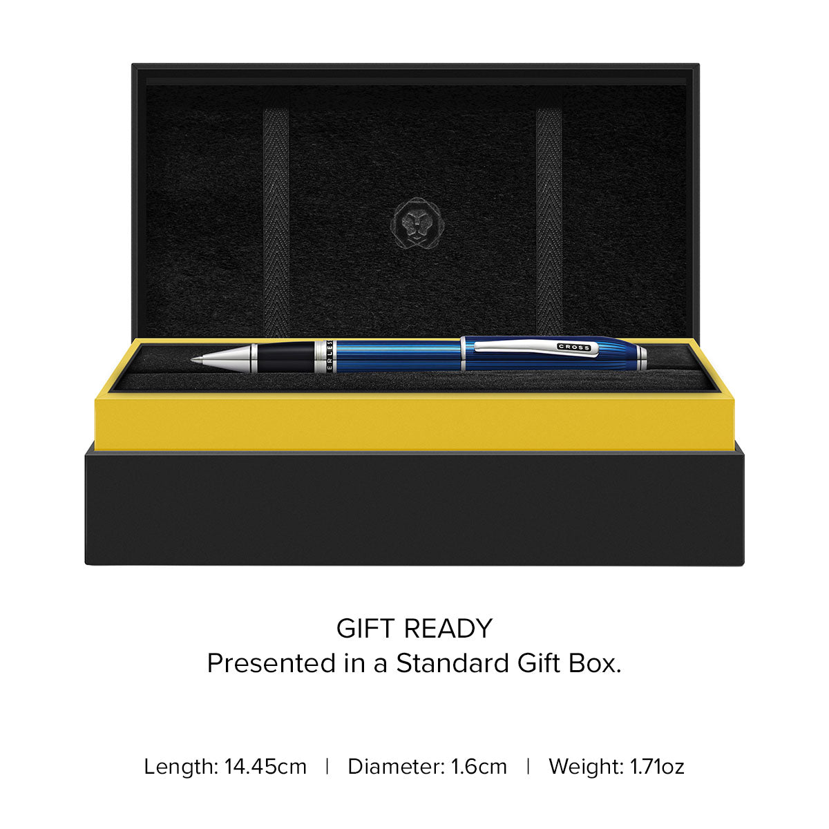 Cross | Peerless Rollerball Pen | Translucent Cobalt Blue Engraved Diamond Pattern with Swarovski Crystal