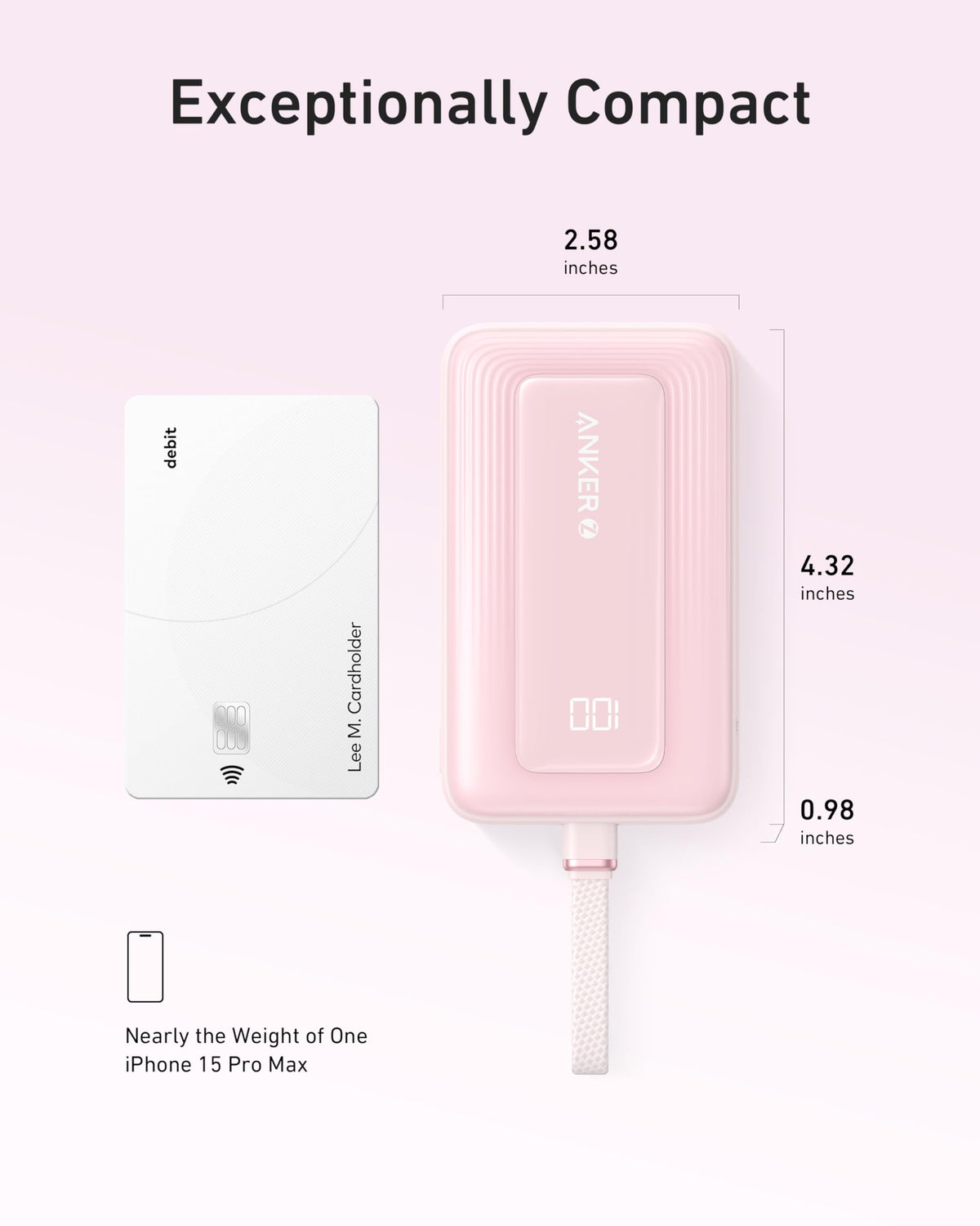 Anker | Zolo Power Bank | 10K, 30W, Built-In USB-C Cable