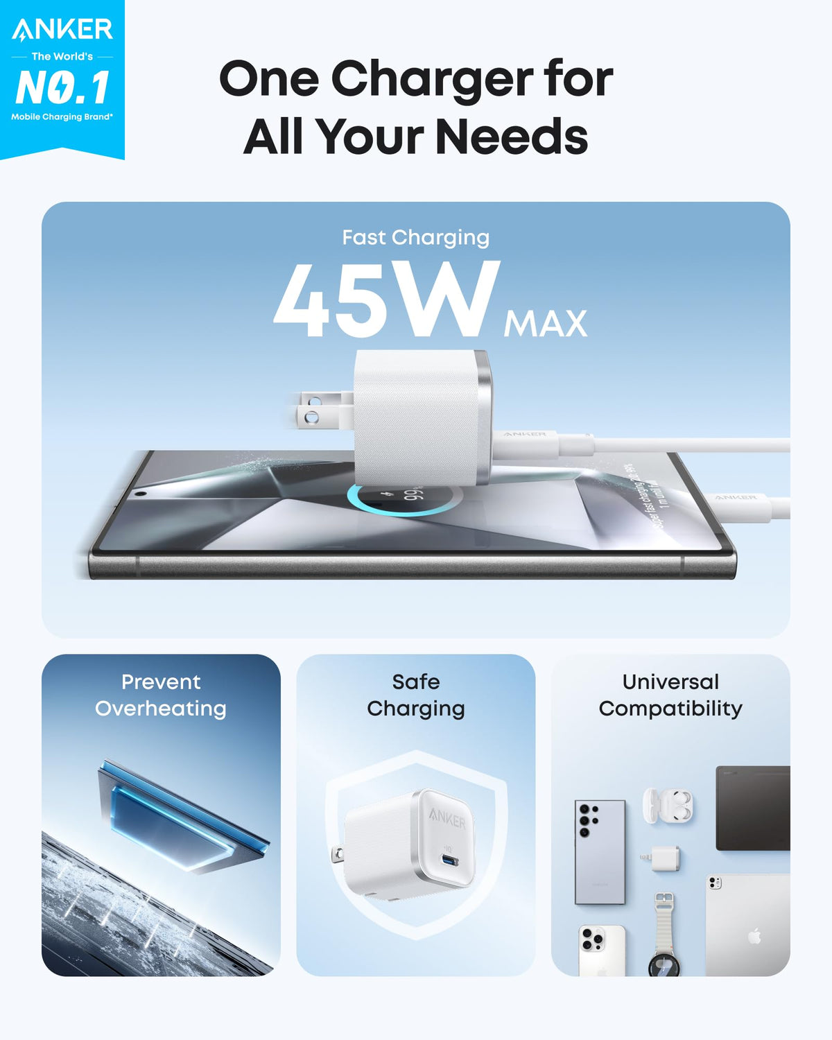 Anker | Nano Charger with USB-C Cable | 45W