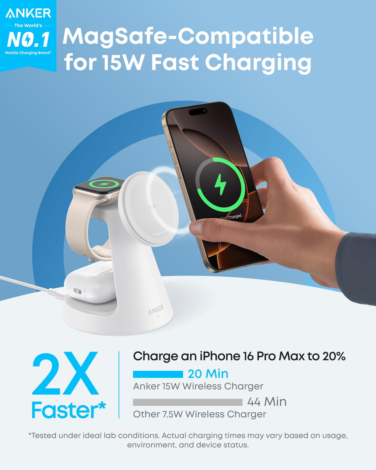 Anker | MagGo Wireless Charging Station | 3-in-1, Dock Stand