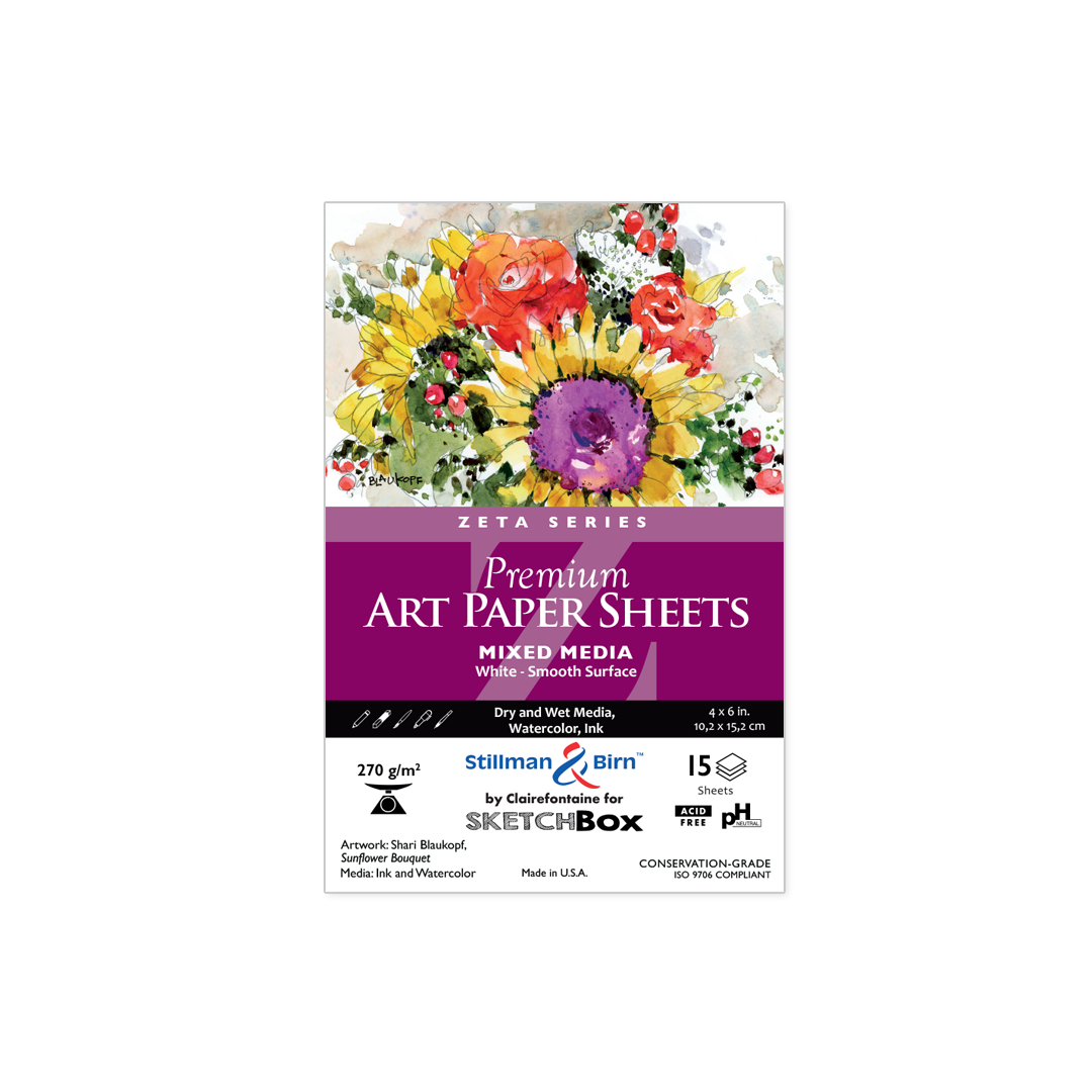 Stillman & Birn Zeta Mixed Media Paper, White, 4x6", 15 Sheets