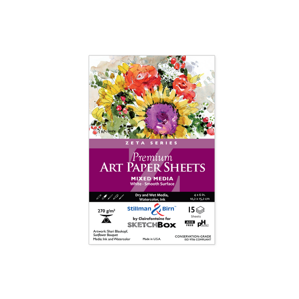 Stillman & Birn Zeta Mixed Media Paper, White, 4x6", 15 Sheets