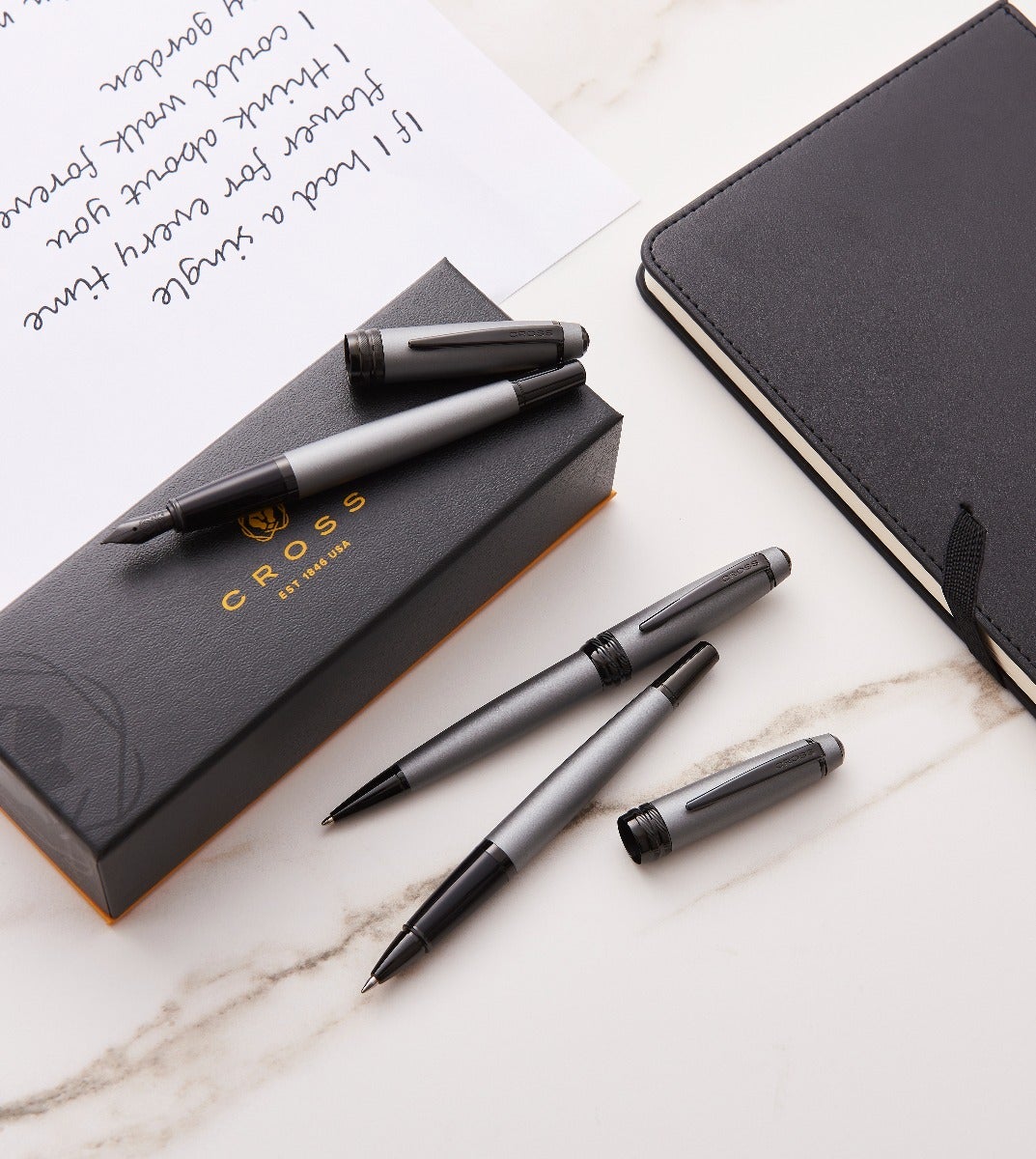 Cross | Bailey Fountain Pen | Matte Gray Lacquer, Medium Nib