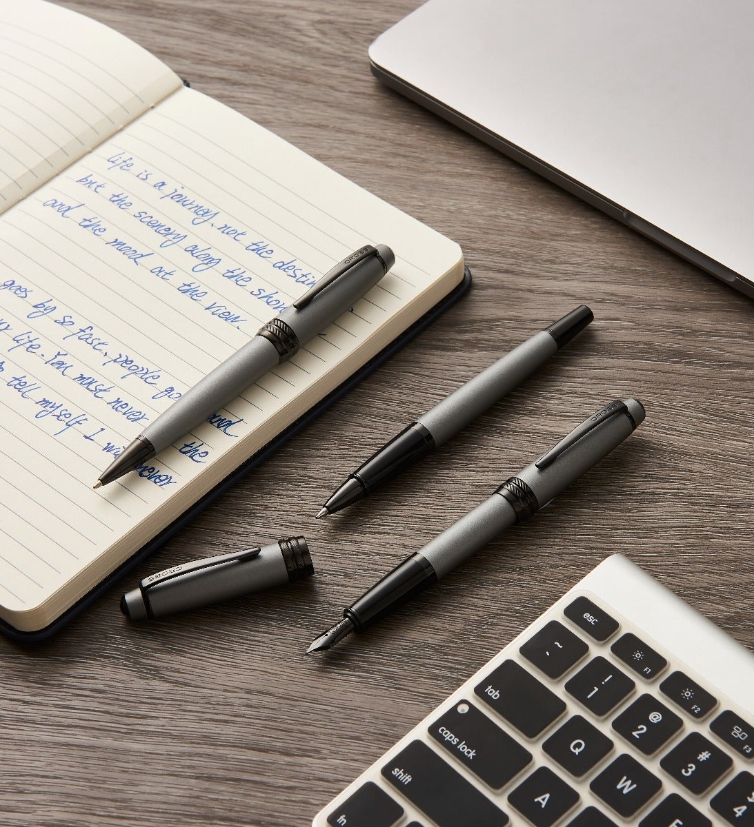 Cross | Bailey Fountain Pen | Matte Gray Lacquer, Extra-Fine Nib