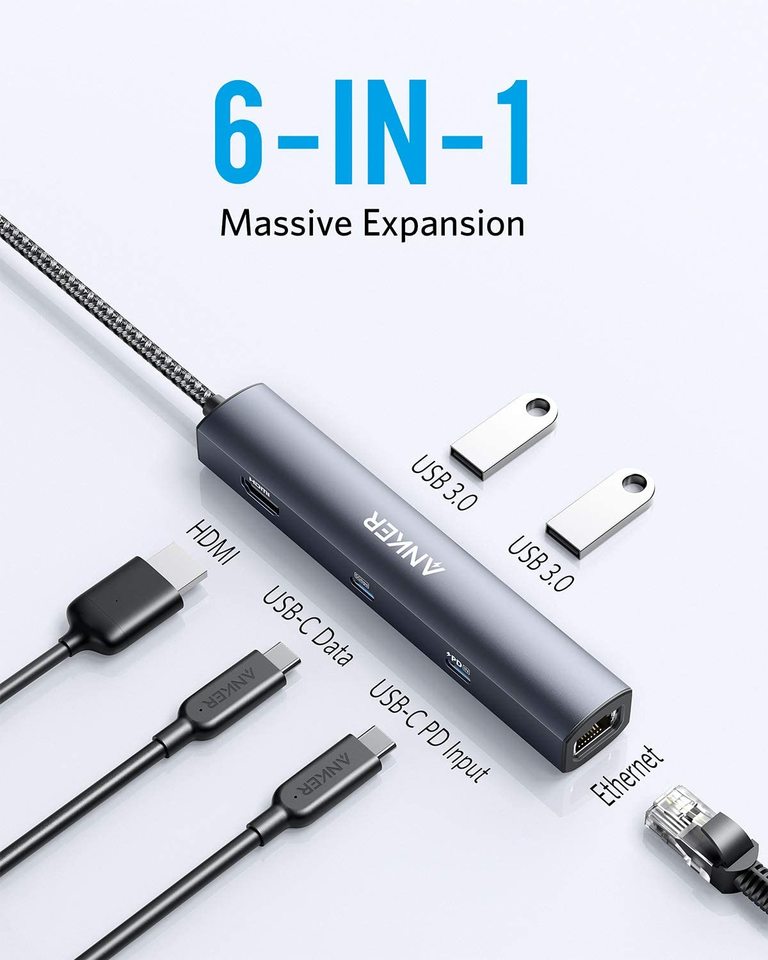 Anker | 543 USB-C Hub | 6-in-1, Slim