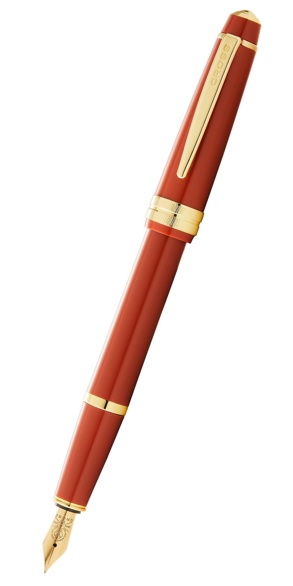 Cross Bailey Light Fountain Pen, Polished Amber Resin and Gold Tone, Extra-Fine Nib