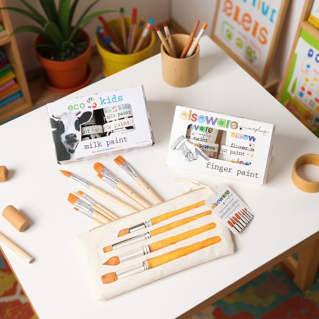 Elseware Unplug Creative Painting Bundle, Finger Paint, Milk Paint & Brushes, view 2 of 8