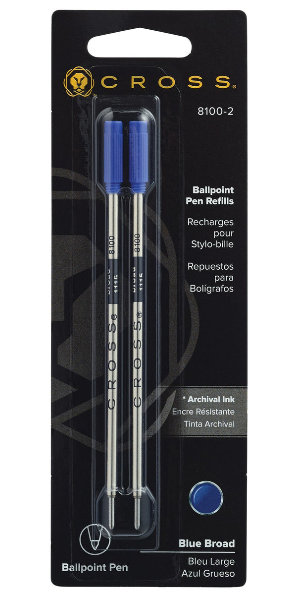 Cross Ballpoint Refill, Blue, Broad, 2 Pack