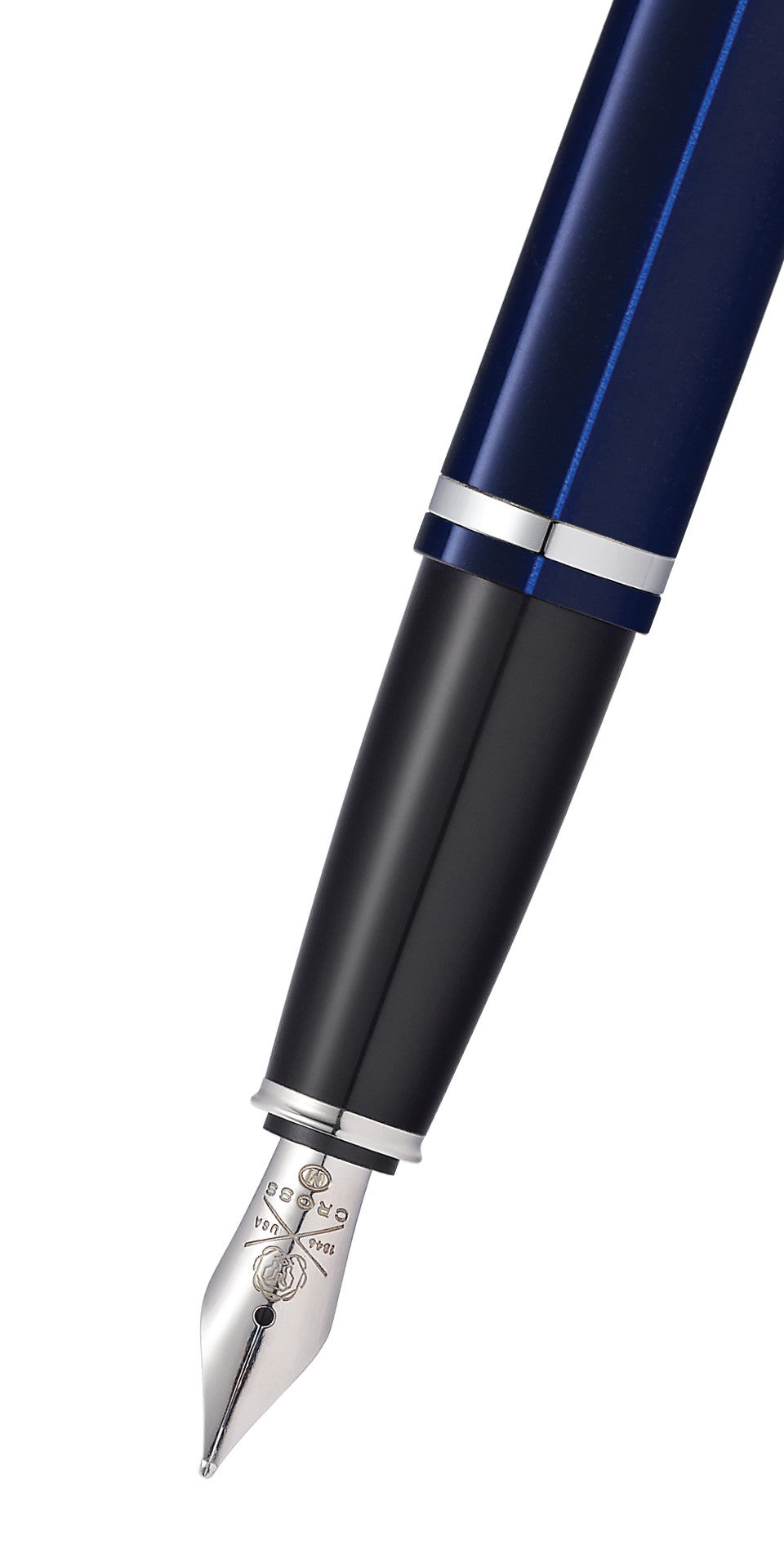 Cross | Calais Fountain Pen | Chrome & Blue Lacquer, Medium Nib