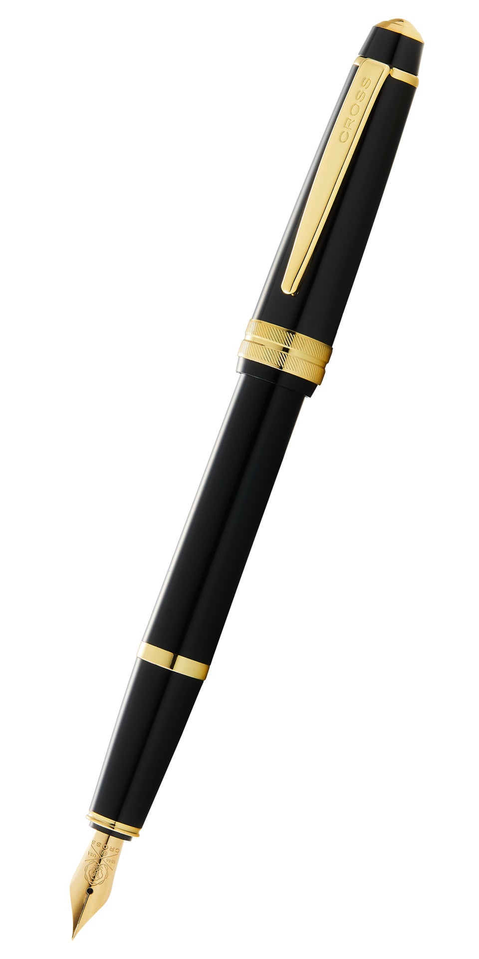 Cross Bailey Light Fountain Pen, Polished Black Resin and Gold Tone, Extra-Fine Nib