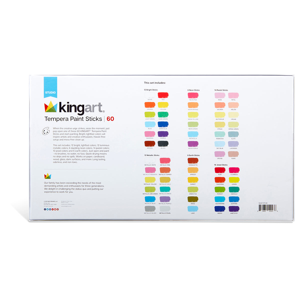 KINGART Tempera Paint Sticks, 60 Colors, view 8 of 24