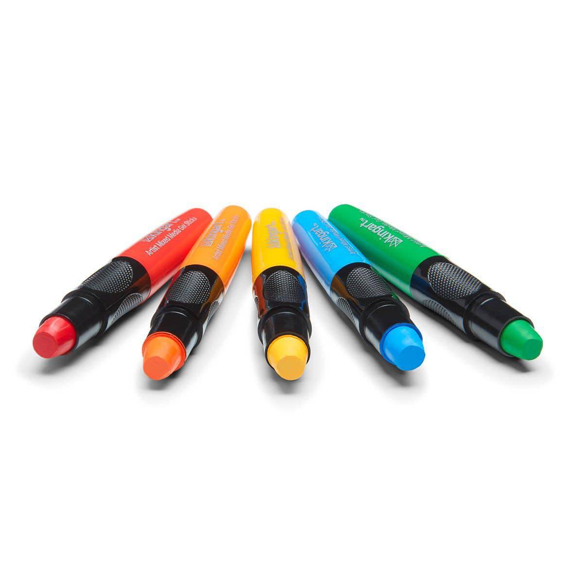 KINGART Mixed Media Gel Stick Crayons, 24 Colors, color swatches