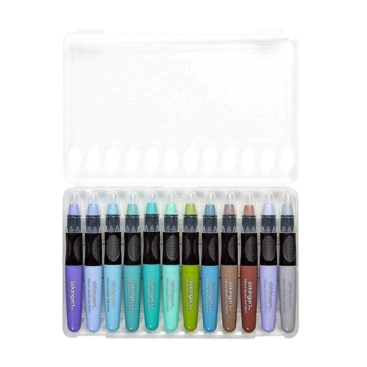 KINGART Mixed Media Gel Stick Crayons, 24 Pastel Colors, color swatches