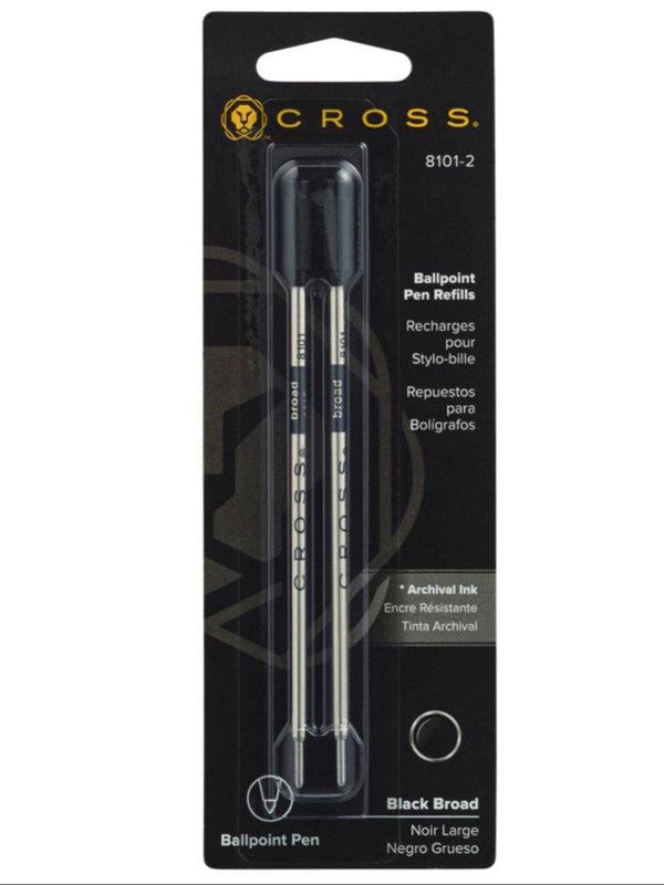 Cross Ballpoint Refill, Black, Broad, 2 Pack