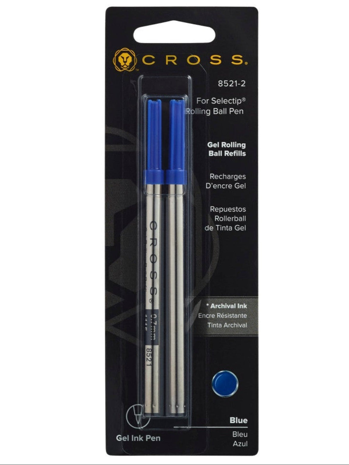 Cross Selectip Gel Rollerball Refill, Blue, Medium, 2 Pack