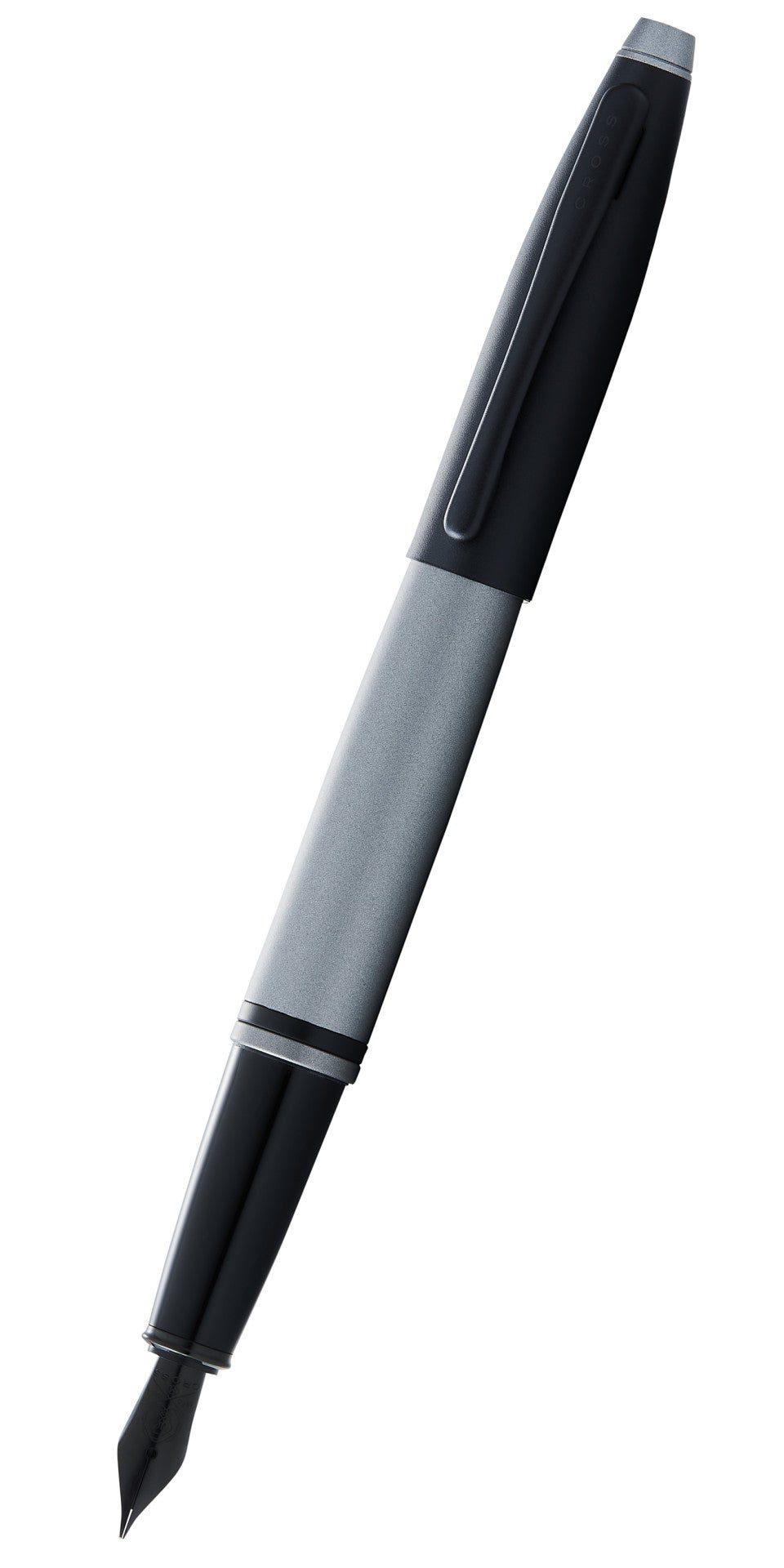 Cross Calais Fountain Pen, Matte Gray and Black Lacquer, Medium Nib