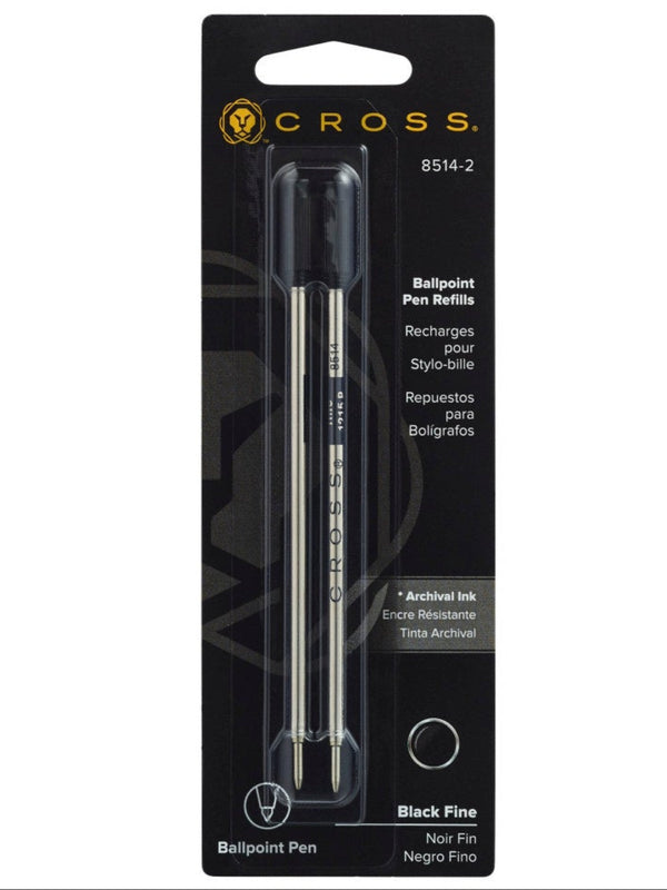 Cross Ballpoint Refill, Black, Fine, 2 Pack