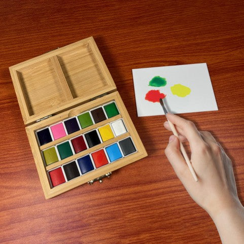 Elseware Unplug Watercolor Set, 18 Pans in Bamboo Box, view 4 of 4