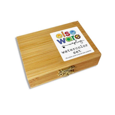 Elseware Unplug Watercolor Set, 18 Pans in Bamboo Box, view 2 of 4