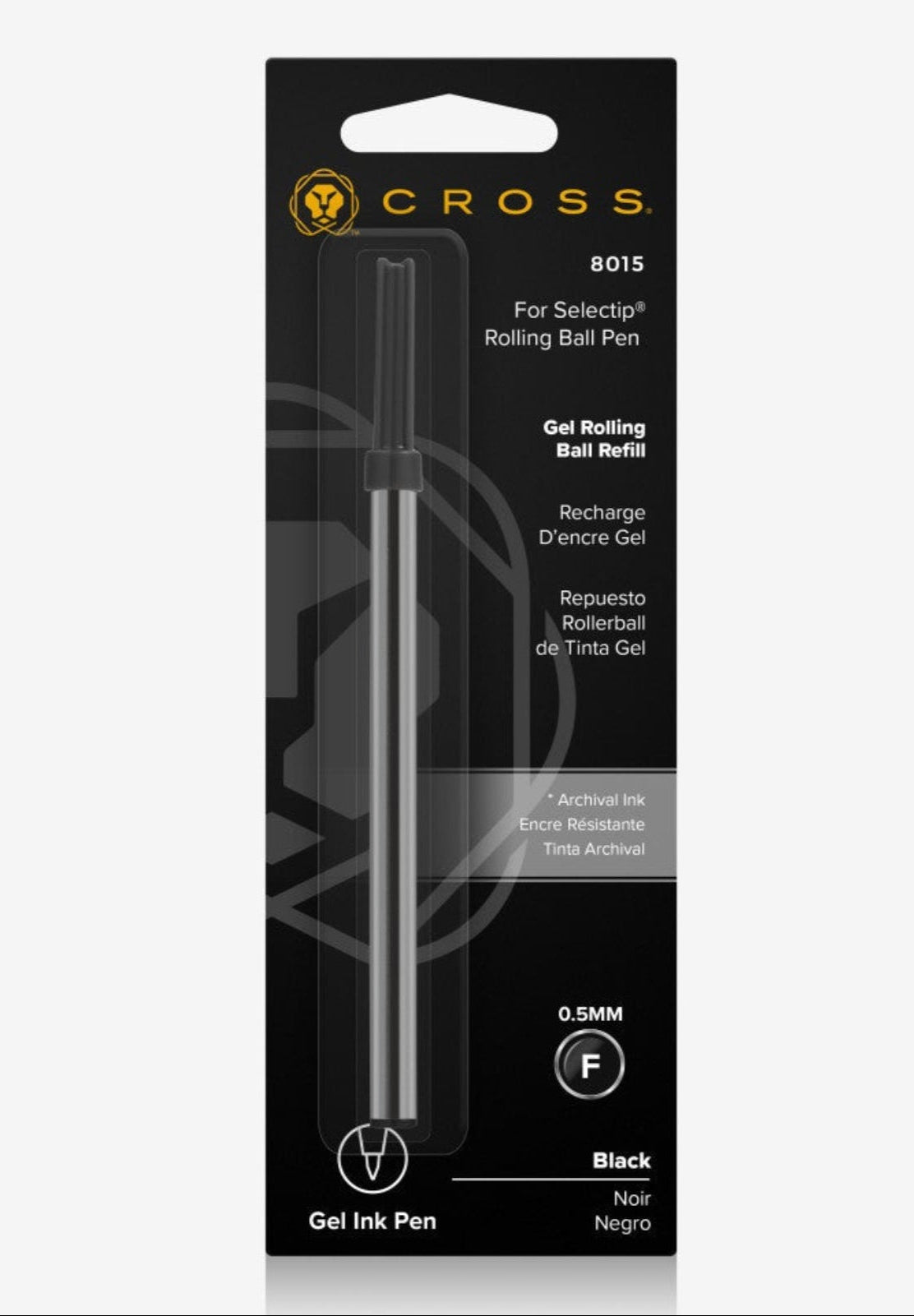 Cross | Selectip Gel Rollerball Refill | Black, Fine 0.5mm, 1 Pack