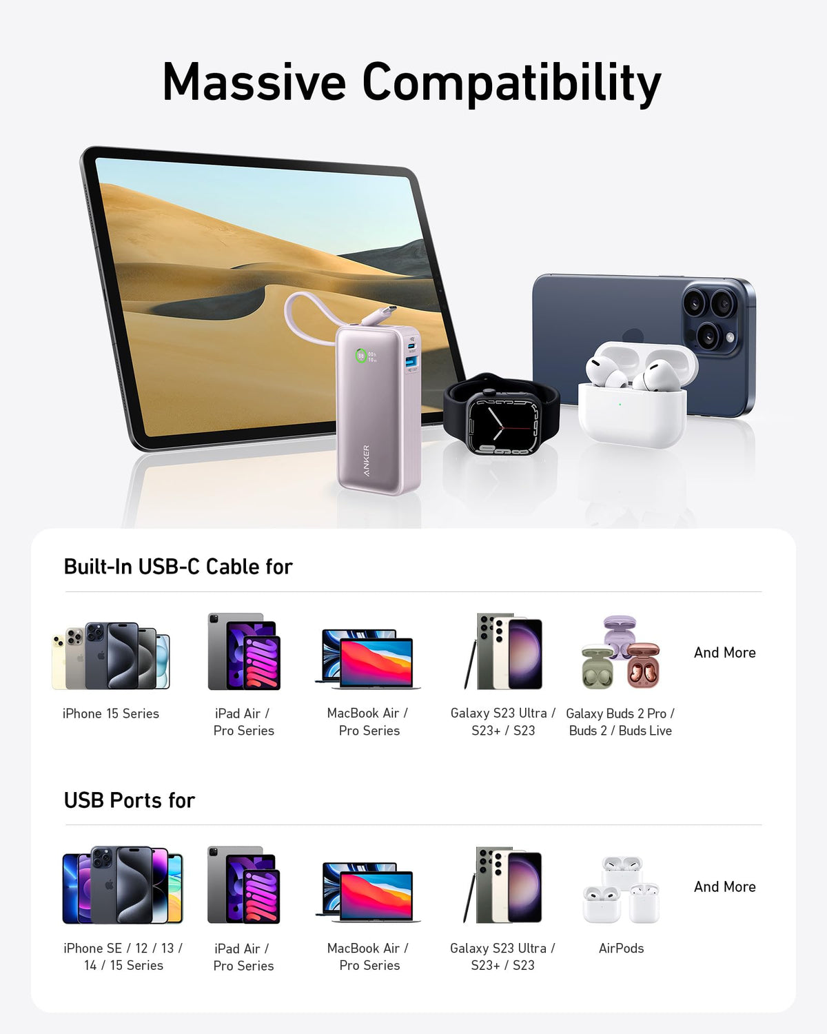 Anker | Nano Power Bank | 30W, Built-In USB-C Cable
