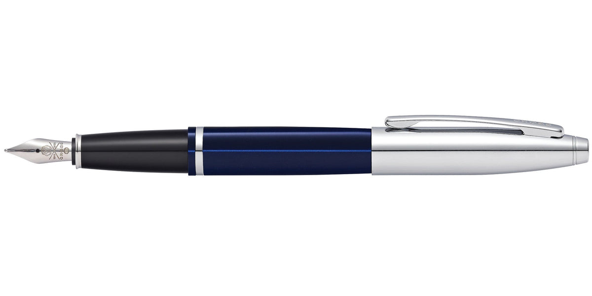 Cross | Calais Fountain Pen | Chrome & Blue Lacquer, Medium Nib