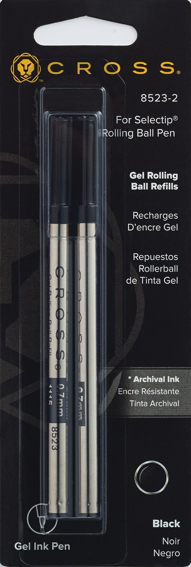 Cross | Selectip Gel Rollerball Refill | Black, Medium, 2 Pack