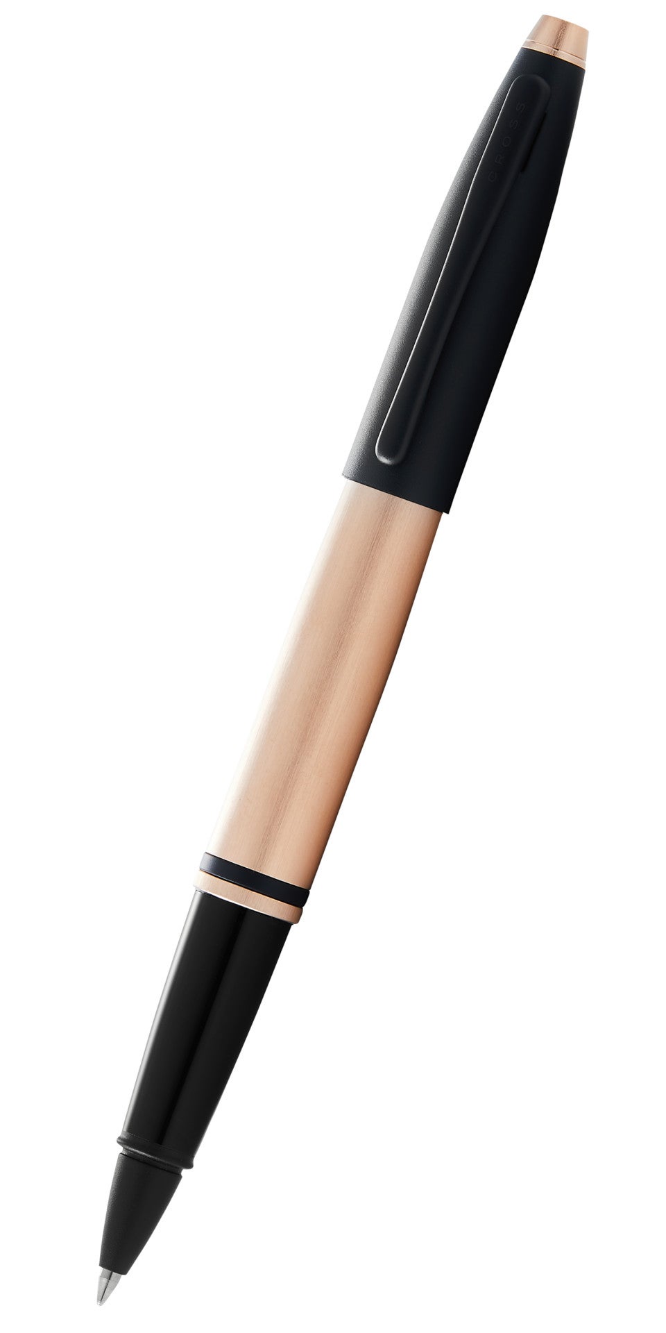 Cross Calais Rollerball Pen, Brushed Rose Gold Plate and Black Lacquer