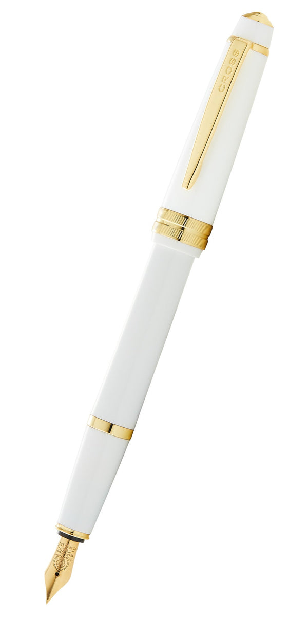 Cross Bailey Light Fountain Pen, Polished White Resin and Gold Tone, Extra-Fine Nib