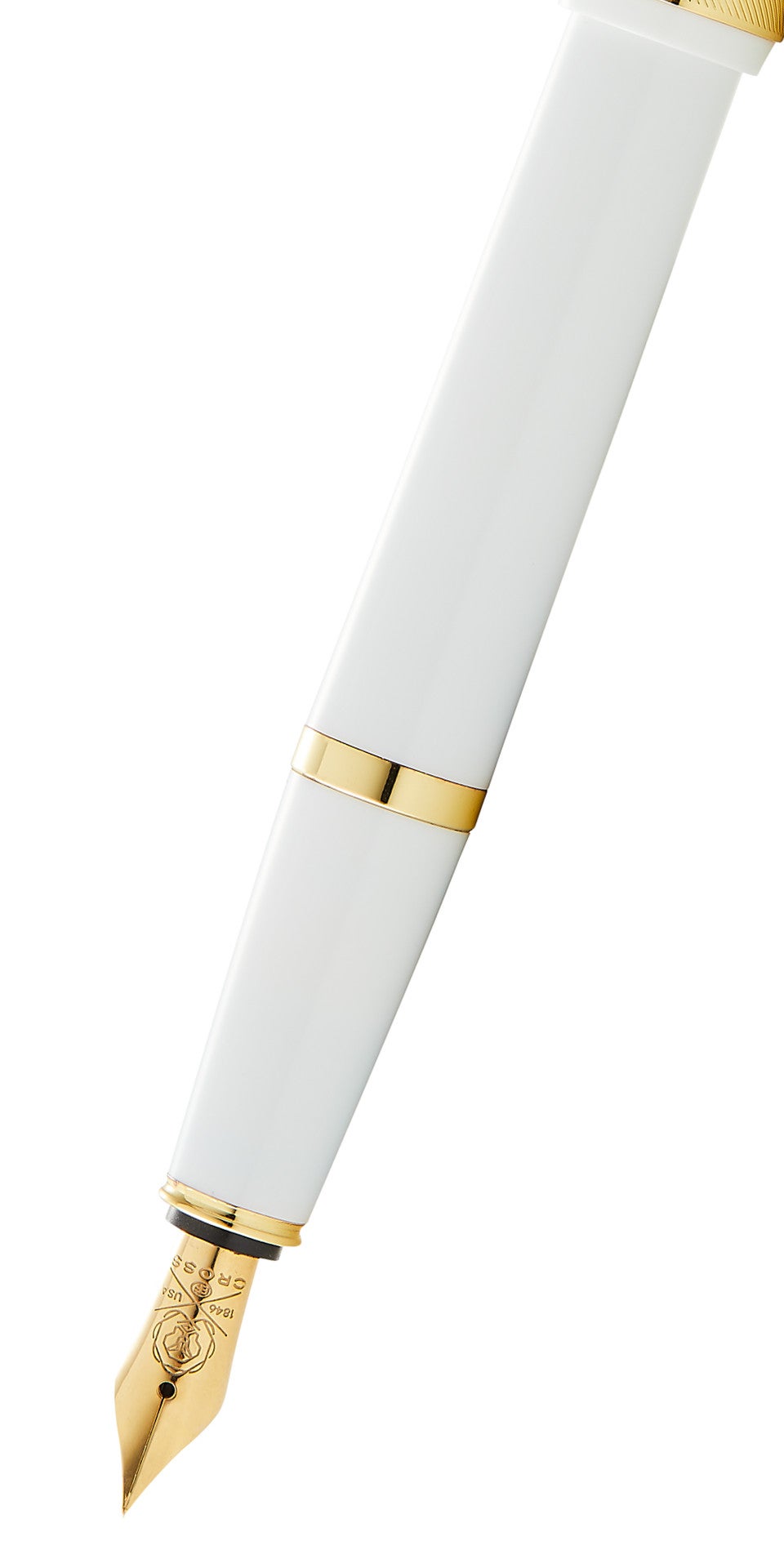 Cross | Bailey Light Fountain Pen | Polished White Resin and Gold Tone, Extra-Fine Nib